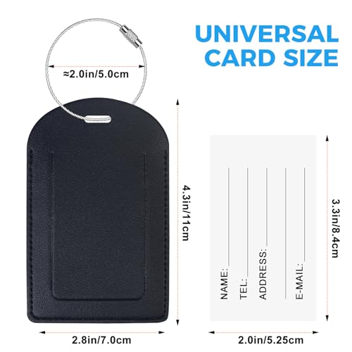 Gloppie 4-Pack Luggage Tags TSA Approved Luggage Tag for Suitcase PU Leather Suitcase Travel Tags with Secure Privacy Cover Black2