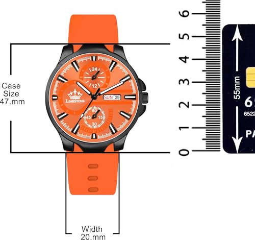 Image of LIMESTONE Men's Analog Quartz Watch with Day & Date Display, Leather /Silicone Strap - Casual & Formal Wrist Watch for Men