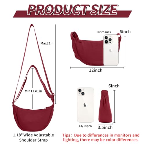 Image of Nylon Crescent Crossbody Bag for Women Men, Small Travel Sling Bag
