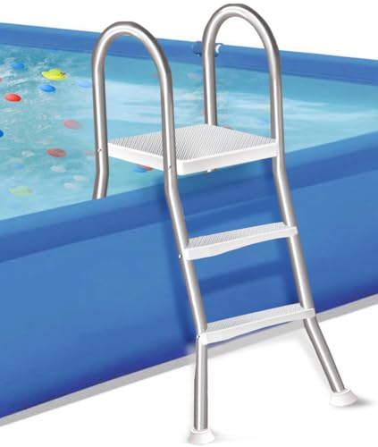 Escalera para piscina de 34 pulgadas con peldaños antideslizantes miniatura 1