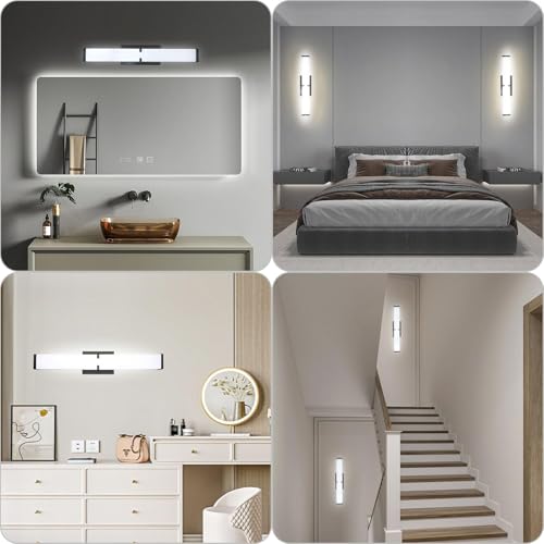 Image of Bathroom Vanity Light 2700 /3000 /3500 /4000 /5000k Dimmable, Black Modern Matte for Vanity Lighting Over Mirror LED, 24 inch IP44 25W Equivalent to Incandescent 250W, ETL Listed (1 Pack)
