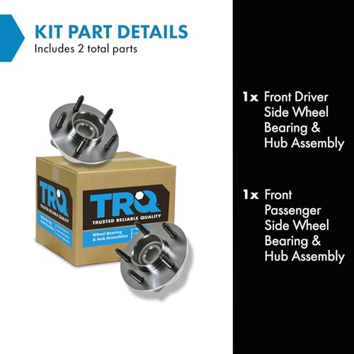 Image of TRQ 2 Piece Front Wheel Bearing & Hub Assembly Set 4WD Compatible with 1999-2003 Ford F-150 2004 F-150 Heritage