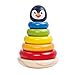 Tooky Toy Pinguin aus Holz, stapelbar, Holzfigur, Tiere, Babyspielzeug, Krabbelspiel, Holzringe, ca. 5 x 13 cm