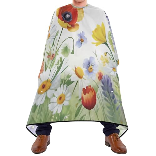 Kigai Wildflowers Hair Cutting Cape for Men & Women Waterproof Barber Cape Professional Hairdressing Salon Styling Apron with Adjustable Closure Snap
