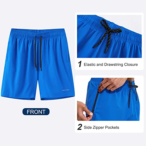 Image of HODOSPORTS Mens 7 inch Swim Trunks with Compression Liner S-6XL Quick Dry Swimming Shorts Zipper Pockets Swimsuits