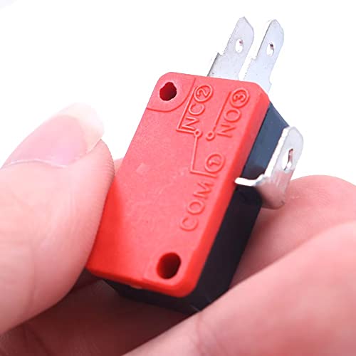 WANGCL 10Pcs Micro Switch, Rosso 3Pins Pulsante
