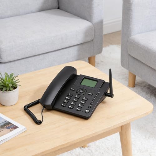 Yanmis Teléfono Inalámbrico, Teléfono de Escritorio Inalámbrico gsm con Antena, Radio, Despertador, Calculadora, Calendario, Respuesta Automática, Tarjeta SIM Dual, para Hogar Empresa - imagen 4