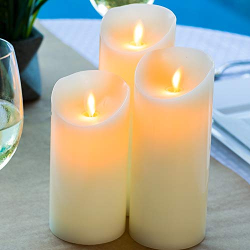 Image of Fire Tek 3 x 6 Inch Flameless Pillar Candle, 1 Programable LED Pillar Candle - Dancing Flame, For Home, Weddings, And Parties, Ivory Real Wax Battery Pillar Candle, Remote Sold Separately,