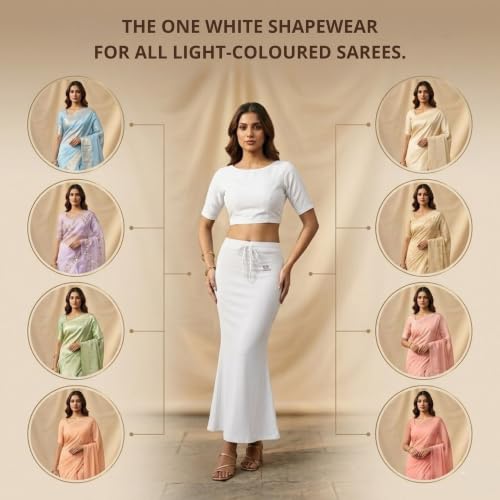 Image of Women's Saree Shapewear - Slim Fit Stretchable Petticoat for Sarees | Comfortable Waistband | Body Shaping Underskirt