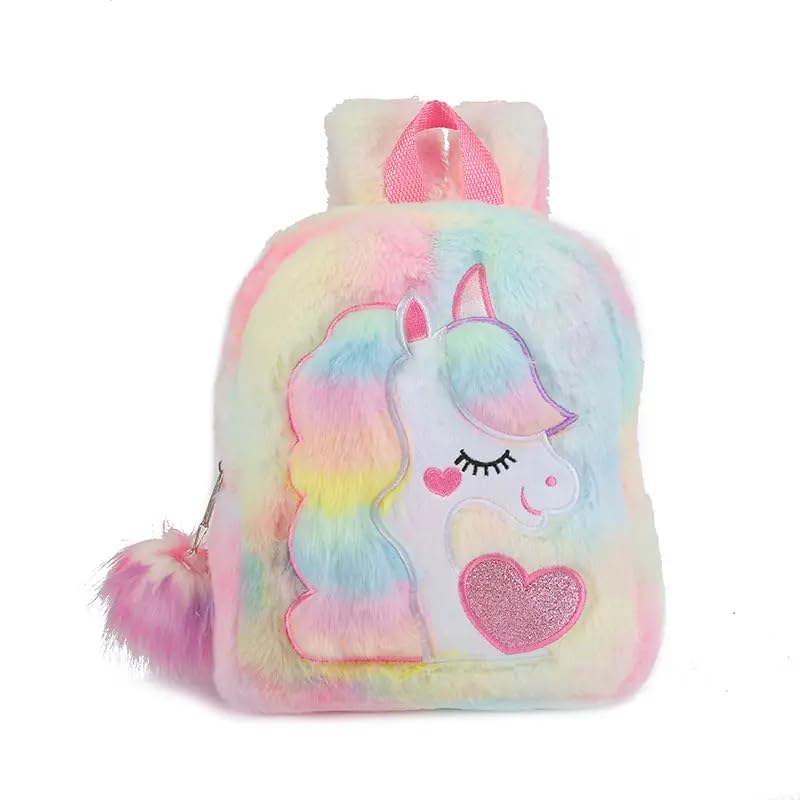 Bluwings Small Soft Plush Unicorn Backpack Animal Cartoon Toddler Nursery Bag Mini School Bags for Baby and Little Girls (1 Pc)