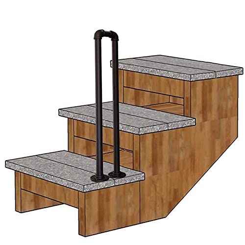 Barandilla de escalera antideslizante en forma de U, para escalones exteriores o barandilla de escalera interior, pasamanos de hierro para terraza de porche tipo loft, kit completo, negro, 35-100 cm