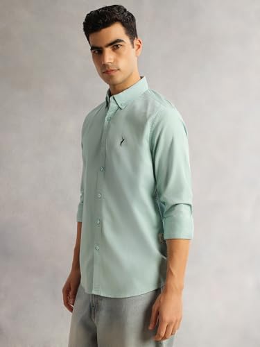 Image of Thomas Scott Men's Cricket Club Collection Classic Regular Fit Twill Shirt | 100% Cotton Long Sleeve Solid Shirt with Button Down Collar (Available in Plus Size)