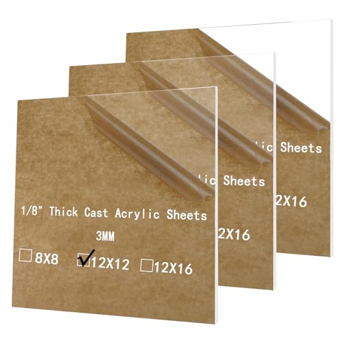 12X12 Thick Clear Cast Acrylic Sheets Plexiglass Sheets 1/8 Inch