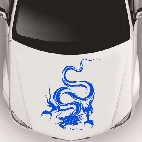 Image of Dragon Graphic Car Hood Sticker Self-Adhesive Vinyl Graphics Decals 19.69'' x 14.57'', Blue