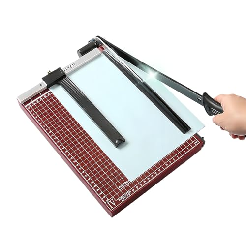 BAVBAV ペーパーカッター 裁断機 a4 紙 ギロチン裁断機 紙カッター ガイド定規付き 15枚裁断 ゴム製滑り止め底座 赤色の木製 業務用 家庭用 仕事用 写真 (フレームなし)