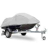 Pyle Heavy Duty Boat Cover - 127” to 138” Marine Grade Storage Cover w/ Rear Air Vents, Waterproof Fabric & Elastic Cord - Protection Against Rain - PCVJS13 , Gray