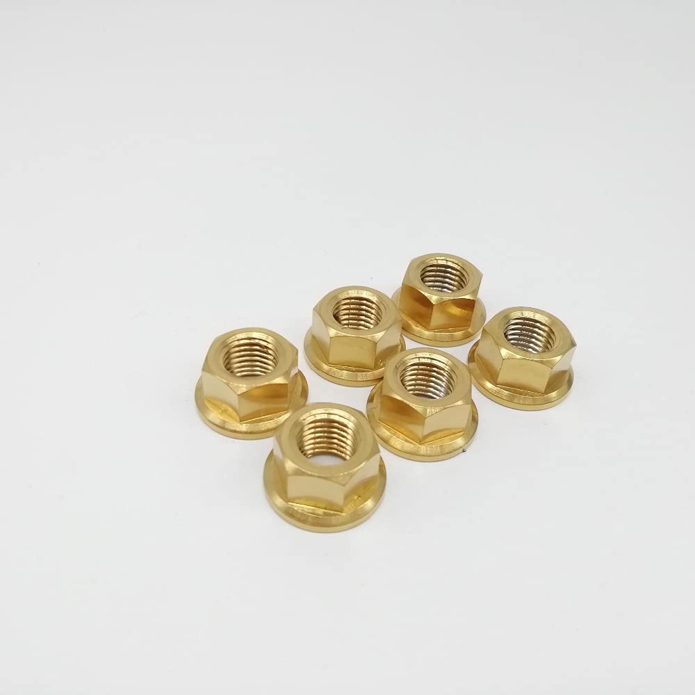 6 STÜCKE Titan Ti M10 Pitch Kettenrad Flanschmutter Für Suzuki Muttern M10x1 ,25mm-Ti Farbe