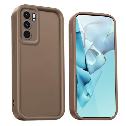 WBWONE Funda para OPPO Reno 6 5G (Reno6 5G) - Carcasa Protectora de Silicona Premium con Diseño Elegante y Antigolpes - Marrón