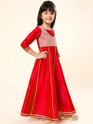 Image of A.T.U.N. (ALL THINGS UBER NICE) Girls Woven Design Gota Jacket Maxi Anarkali Gown