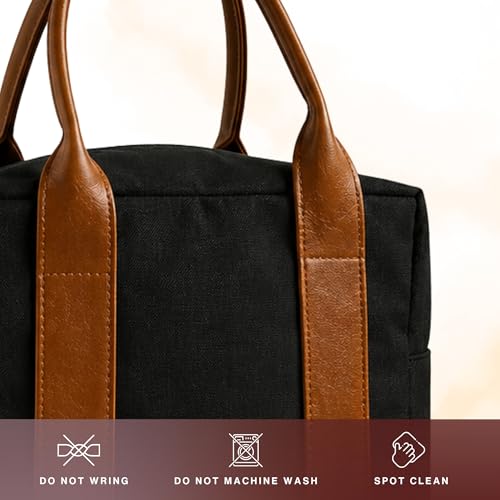 Image of United Colors of Benetton Lunch Bag for Women & Men, Insulated Bag, Tiffin Lunch Bag for Office /College /School, Bottle Holder, Lightweight, Durable Handles, Multiple Pockets (Black)