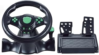 レーシングホイール、用の振動機能を備えたUSB駆動の2軸PCゲーミングレーシングホイール (4 in1)