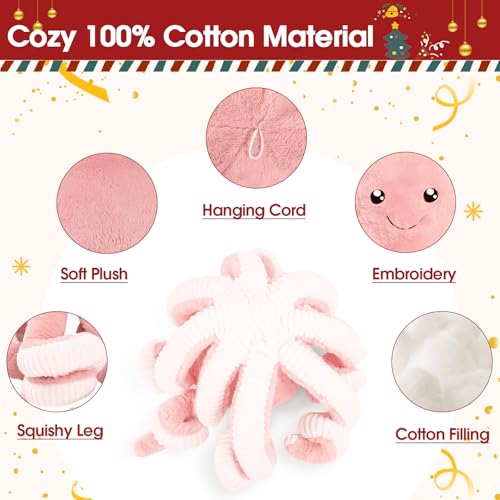 Image of DENTRUN Octopus Plush Toy, Cute Stuffed Animal in 5 Colors 4 Sizes for Gift | 7 /16 /24 /32 inch sizes, 5 vibrant colors, soft plush sea animal, giant gift for all ages, birthday /Xmas /Halloween