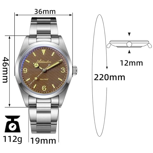 Image of ADDIESDIVE Quartz Watch for Men 36 MM Small Dial Analog Waterproof 100 M | Conves Crystal VH Sweep Second Movement Simple Male Watches Stainless Steel