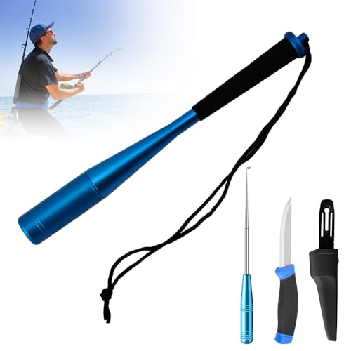 HOVCEH 3 Sets Fishing Fischtöter Edelstähle Hakenlöser und Angelmesser mit Scheide Fischtöter aus Aluminium Fischer Zubehör Für Outdoor Karpfen Forellenangeln