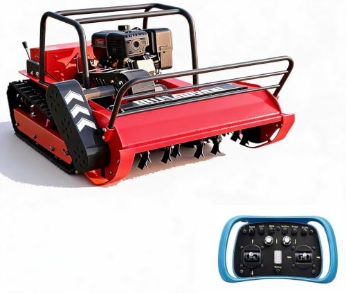 Tyzar 459cc Remote Control Flail Mower - Hybrid Commercial Crawler for Steep 55° Slopes,High-Power Mulching Brush, Zero Turn Lawn Mower | Ideal for Tall Shrubs (Red, Mower)