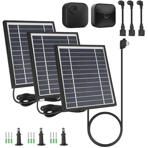 iTODOS 3 Pack Solar Panel Compatible with Blink Outdoor 4 (4th Gen)/Blink Outdoor (3rd Gen) XT3 and Blink XT/XT2 Camera,11.8Ft Outdoor Power Cable and Adjustable Mount,Aluminum Alloy Sturdy(Black) Cover