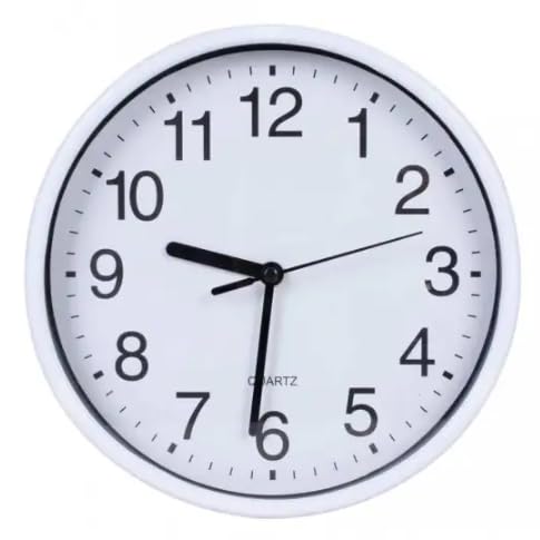 8" ROUND WALL CLOCK WHITE - Non-Ticking Silent Operation Clock For Office School Home Bedroom Kitchen & Home Timepiece | Battery Operated Timekeeping Wall Clock | Requires 1x AA Battery (Not Included) - Cosy Home Interiors 8" ROUND WALL CLOCK WHITE - Non-Ticking Silent Operation Clock For Office School Home Bedroom Kitchen & Home Timepiece | Battery Operated Timekeeping Wall Clock | Requires 1x AA Battery (Not Included)