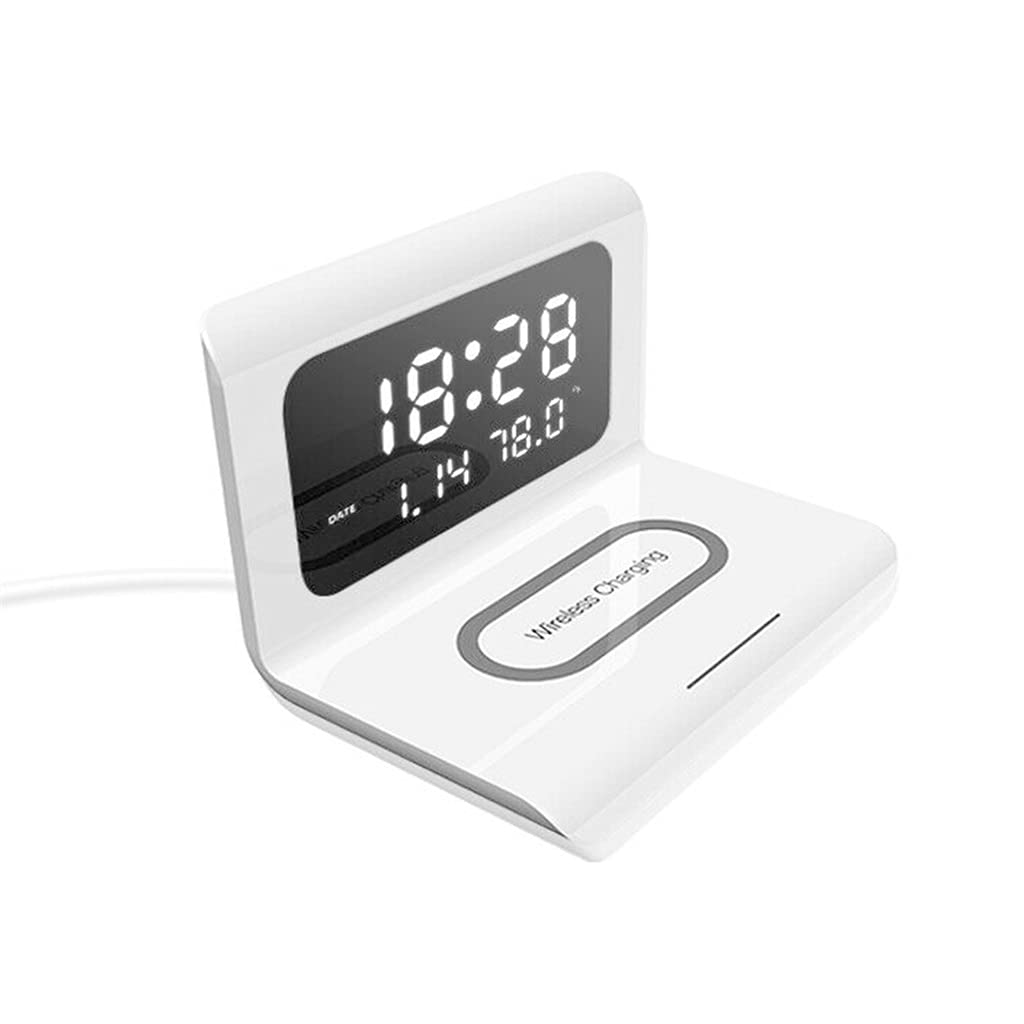 NSUQOA 3 in 1 Desktop Digital Alarm Clock with Phone ChargerFast Charging Time Temperature D