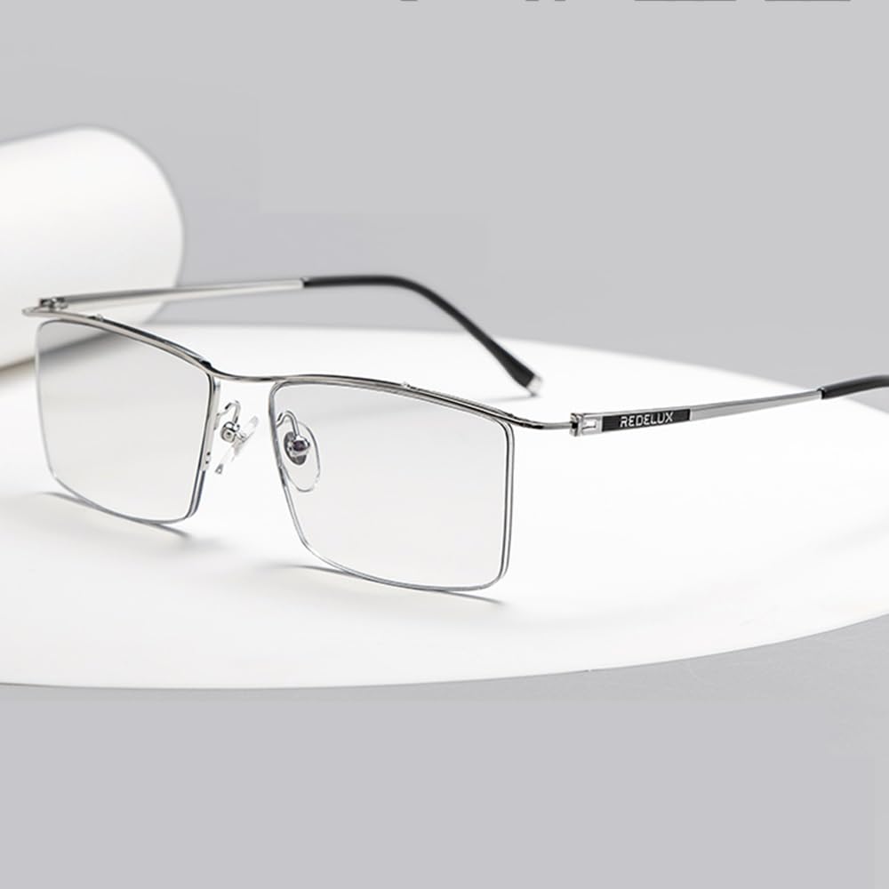SFIVE Photochrome Lesebrille Progressive Multifocus Sonnenbrille Für Männer Metallrahmen Presbyopie Brille UV-Schutz 1.0-3.0 (Color : Black Silver, Size : +2.0)