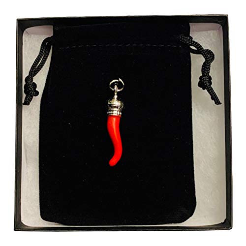 Italian Red Horn Pendant - Silver Cornicello Good Luck Pendant2