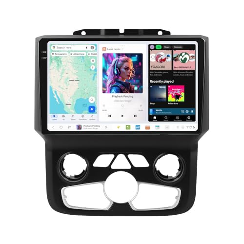 RONGJI DUDUAUTO Android Car Radio Stereo for Dodge Ram 1500 2500 3500 2013-2019 Automatic AC 8 Core 4+64GB Car Radio,9.5