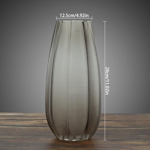 QEEYON Clear Glass Gradient Vase 28cm Tall Modern Large Glass Vase Thickened Crystal Vases for Flowers Floral Arrangement for Centerpieces Living Room, Kitchen, Office, Wedding(Narrow mouth design) - Image 3