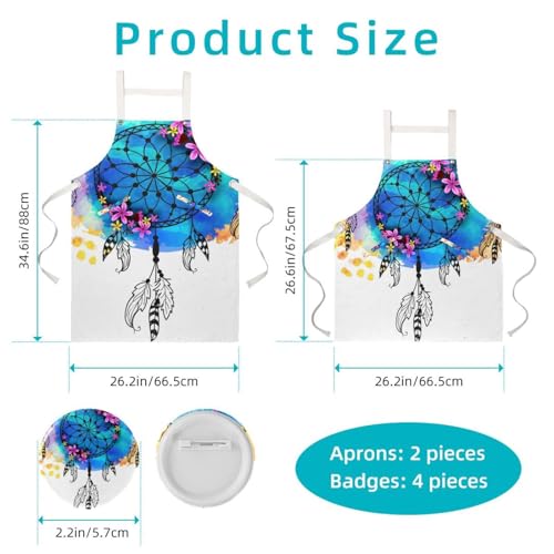 Tablier de cuisine lot de 2 style bohème attrape-rêves multicolore - 2