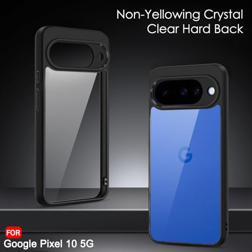 Image of TheGiftKart Ultra-Hybrid Shockproof Back Cover Case for Google Pixel 10 | Camera Protection Bump | Hard Back Cover Case for Pixel 10 (PC & TPU, Transparent Clear Back, Black Sides)
