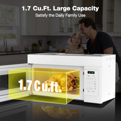 Image of ThermoMate 30 inch Over-the-Range Microwave Oven with 1.7 Cu. Ft. Capacity, 1000 Cooking Watts, One-Touch Cooking Options, 300 CFM, LED Lighting, White