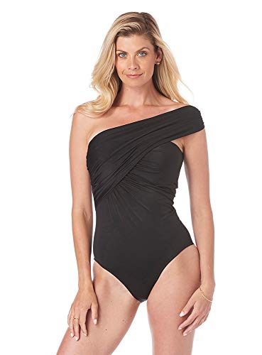 MagicSuit Women's Swimwear Solid Colorblock Goddess One Shoulder Underwire One Piece Swimsuit