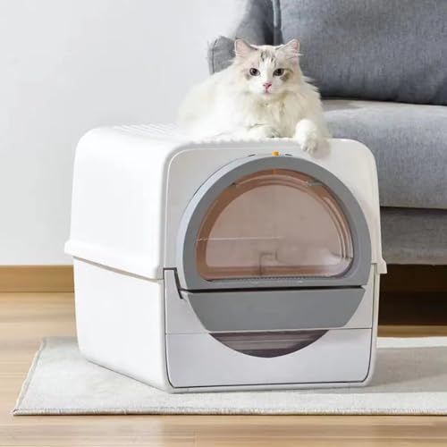 Eyawe 猫用トイレ 猫用自動トイレ 猫用引き出し 蓋付き 電動 自動 猫用トイレ 猫用トイレ 猫用トイレボックス 大型 掃除しやすい 出入口方式 におい分離 猫用自動トイレ 猫用品 おむつ交換ボックス 半自動 猫用トイレ JPW-20250305-08 の商品画像 2