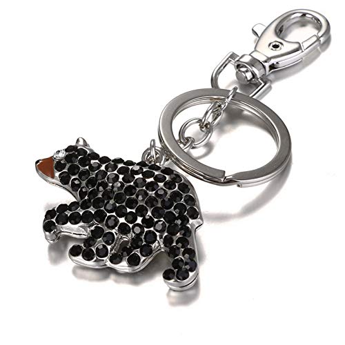 Preisvergleich Produktbild GMTEXTILES Mode Schwarz Strass Big Black Bear Schlüsselbund Brieftasche und Tasche Schnalle Urlaub Geburtstagsgeschenk