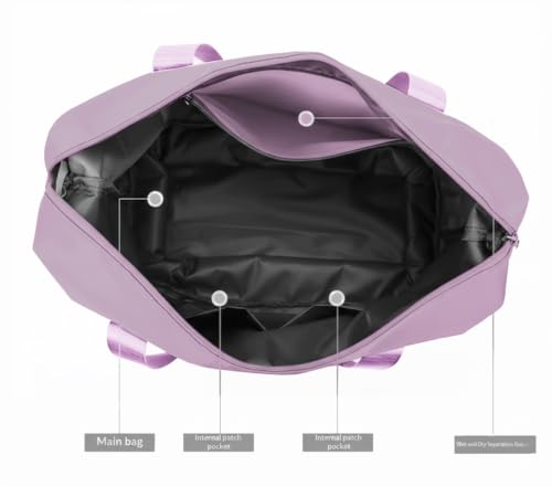 Image of WILDHORN 40 Liters Nylon Expandable Travel Duffle Bag for Men & Women, Waterproof Weekender Luggage Bag, Foldable Gym & Overnight Travel Hand Bag with Wet & Dry Compartment (Lavender)