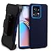 Jackpot Wireless Compatible for Motorola Edge 2023/Edge 40 Rugged Case with Belt Clip Holster, Heavy Duty Shockproof Locking Swivel Holster Kickstand Hard Phone Cover (Blue)