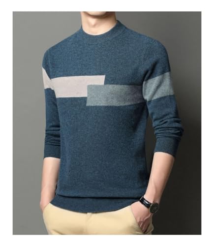 Dcvmvmn 2024 Winter Men's Wool Sweater Fashionable Color Block Long Sleeve Warm Pullover2