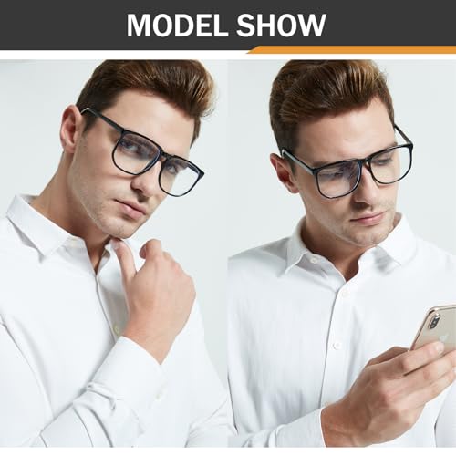 Image of TR90 Oversized Blue Light Blocking Glasses Men Women Ultralight Nerd Square Computer Games Black Large Eyewear