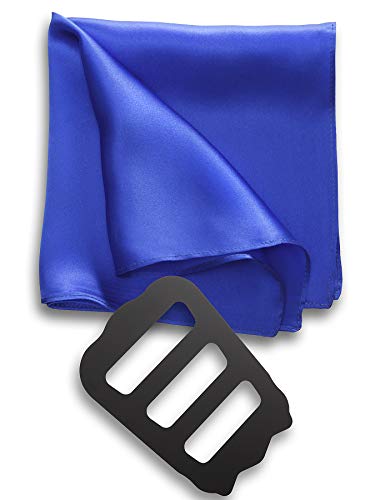 [Freate] ポケットチーフ シルク100% 大判35×35cm ホルダー＆折り方ガイド付き (ロイヤルブルー)の商品画像（Amazon）