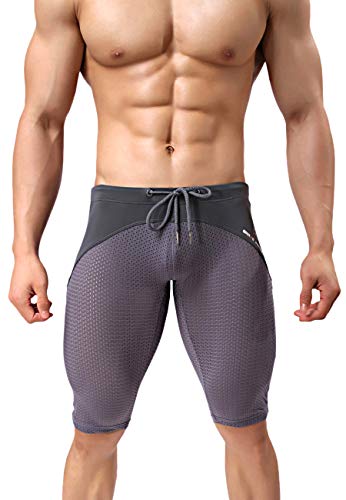 MIZOK Men's Yoga Capris Mesh Quick Dry Swimwear Workout Shorts2