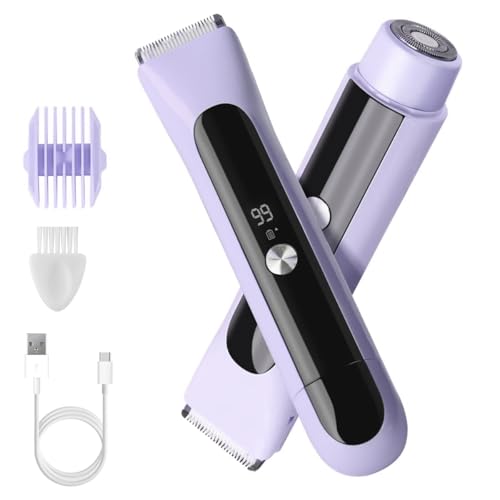 Msiud Facial Hair Removal for Women, 2 in 1 Electric Shaver for Women, Dual Head Ceramic Blad, with Digital Display, Rechargeable Epilators Hair Removal for Beard Body Grooming