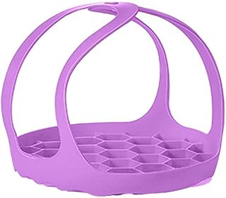 Faderr Dessous de plat en silicone - Panier vapeur 3 en 1 - Support à œufs et à rôtir pour autocuiseur - Avec poignées - Violet - Taille : 16,5 cm